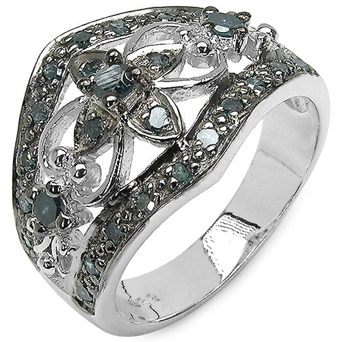 Bids.com 0.47 Carat Genuine Blue Diamond .925 Sterling Silver Ring Rings