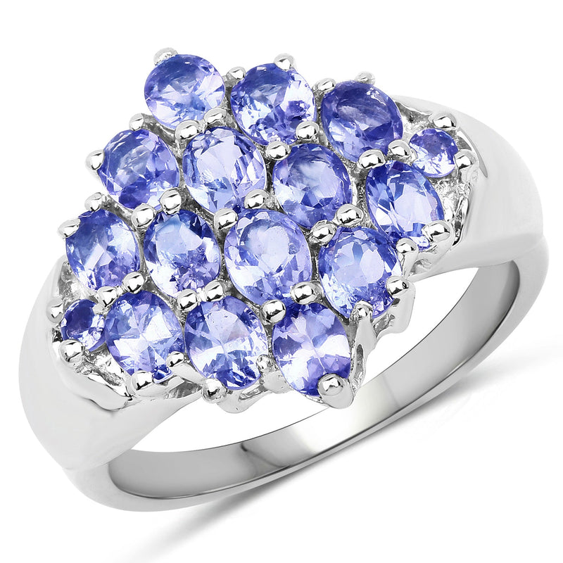 Bids.com 2.45 Carat Genuine Tanzanite .925 Sterling Silver Ring Rings