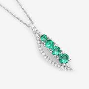 Bids.com 0.34 Carat Genuine Zambian Emerald and White Diamond 14K White Gold Pendant Pendants