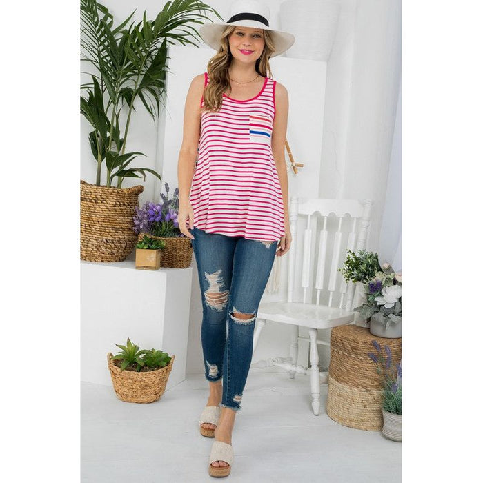 Plus Mixed Stripe Tank Top