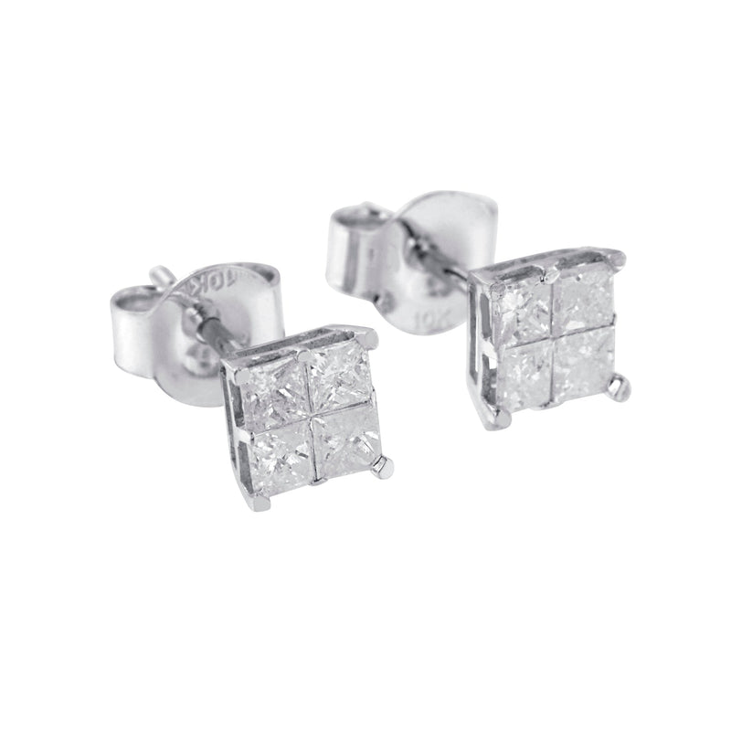 Bids.com 10k White Gold Diamond Stud Earrings (0.60 cttw, I-J Color, I2-I3 Clarity) Earrings