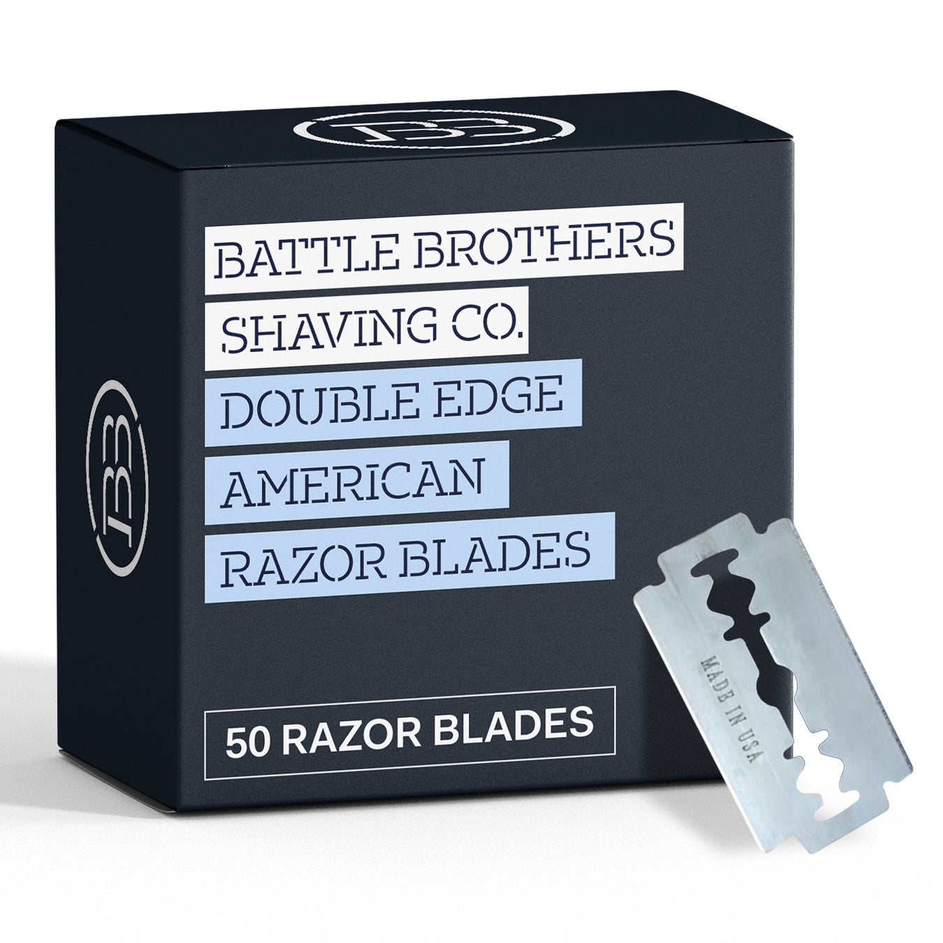 Battle Brothers Shaving Co. Made in U.S.A. Double Edge Safety Razor Blades - Pack of 50 Razor Blades