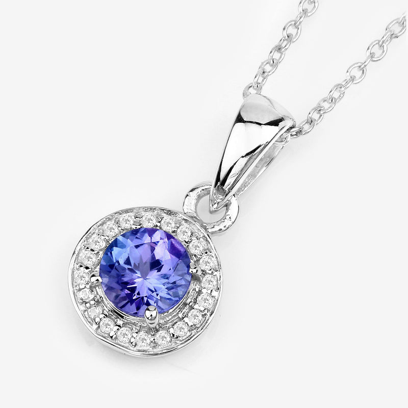 Bids.com 1.05 Carat Genuine Tanzanite and White Topaz .925 Sterling Silver Pendant Pendants