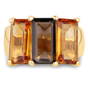 Bids.com 14K Yellow Gold Plated 8.14 Carat Genuine Smoky Quartz, Citrine and Champagne Quartz .925 Sterling Silver Ring Rings