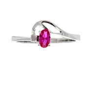 Bids.com .02ct Created Ruby Diamond Ring 10KT White Gold Rings