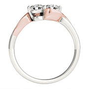 Bids.com 14k White And Rose Gold Round Two Diamond Curved Band Ring (5/8 cttw) Rings