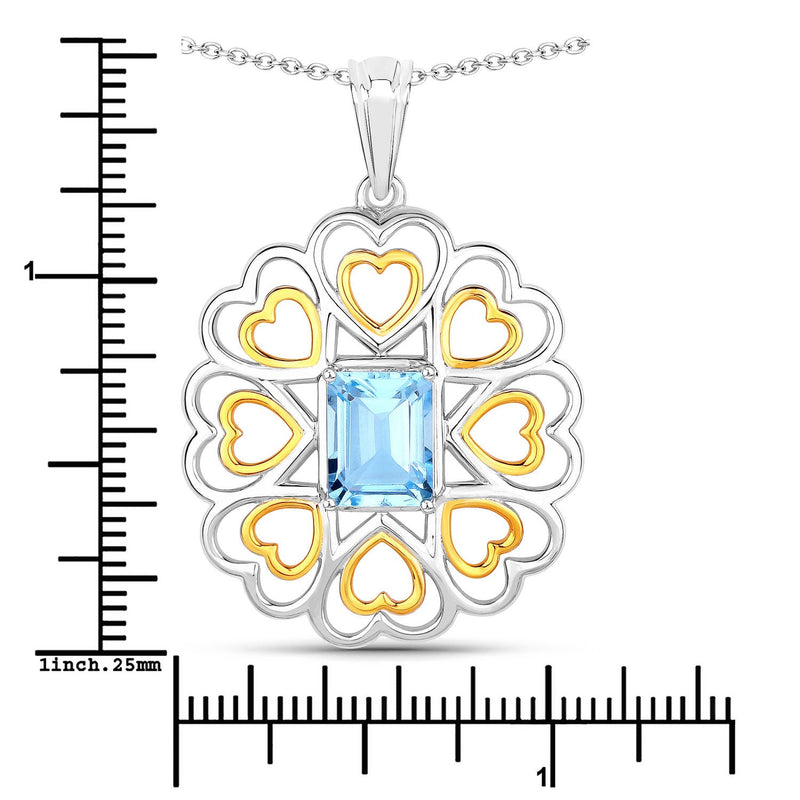 Bids.com 2.60 Carat Genuine Blue Topaz .925 Sterling Silver Pendant Pendants