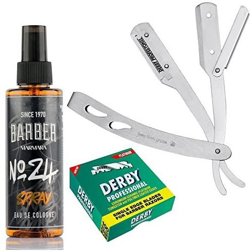 Barbersets - The Shave Factory Straight Edge Razor Kit (Matte/Barber No24 50Ml Cologne / 100 Derby Professional Single Edge Razor Blades)