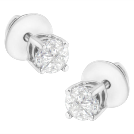 Bids.com 14K White Gold 1/2 Cttw Pie-Cut Diamond Solitaire Stud Earrings (H-I Color, SI1-SI2 Clarity) Earrings