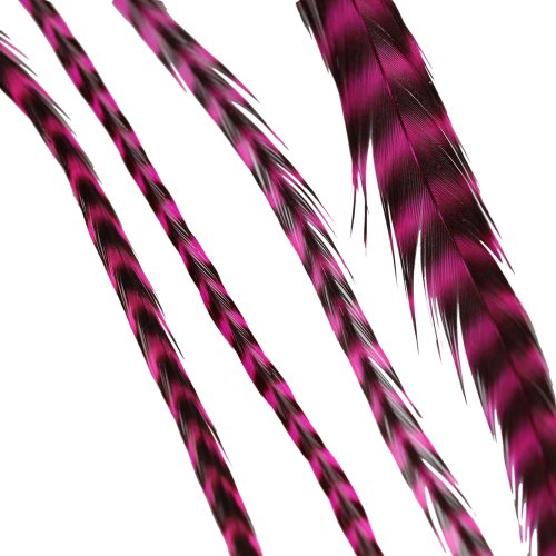 VIP Extensions Babe Striped Magenta Feather Hair Extensions Hair Extension Accessories