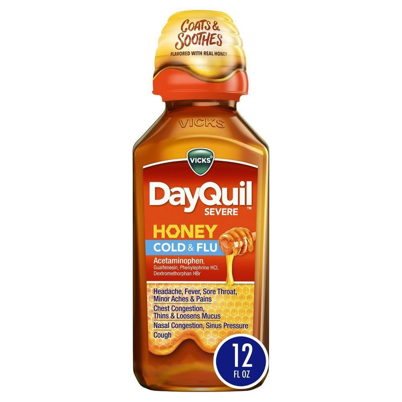 Vicks Vicks DayQuil Severe Cold & Flu Medicine Liquid - Honey - 12 Fl Oz Health & Beauty