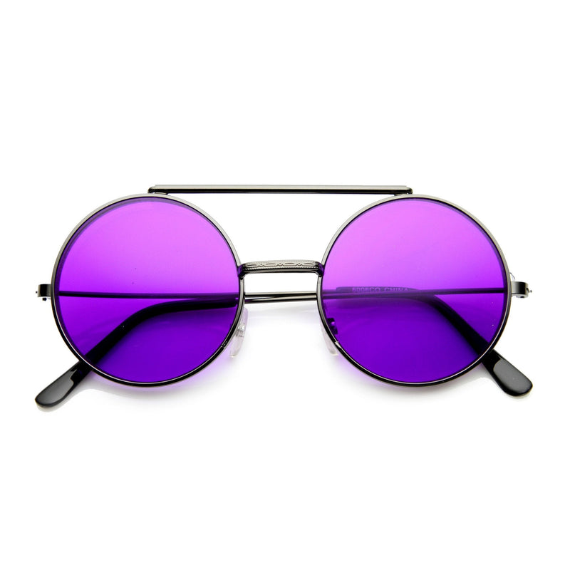 zeroUV Steampunk Vintage Circle Round Flip Up Vintage Sunglasses 8793 Sunglasses