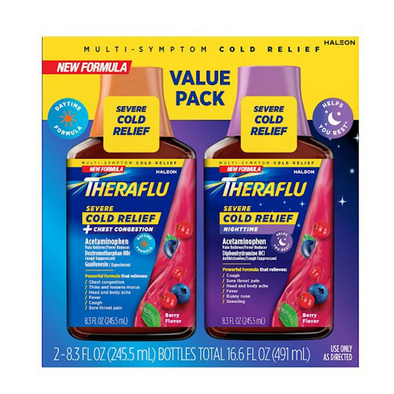Theraflu Theraflu Multi-Symptom Severe Cold Relief Day & Night Liquid - Berry - 16.6 Fl Oz Syrup