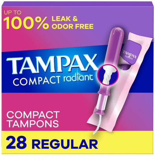 Tampax Tampax Compact Radiant Regular Absorbency Unscented Tampons - 28ct Tampons