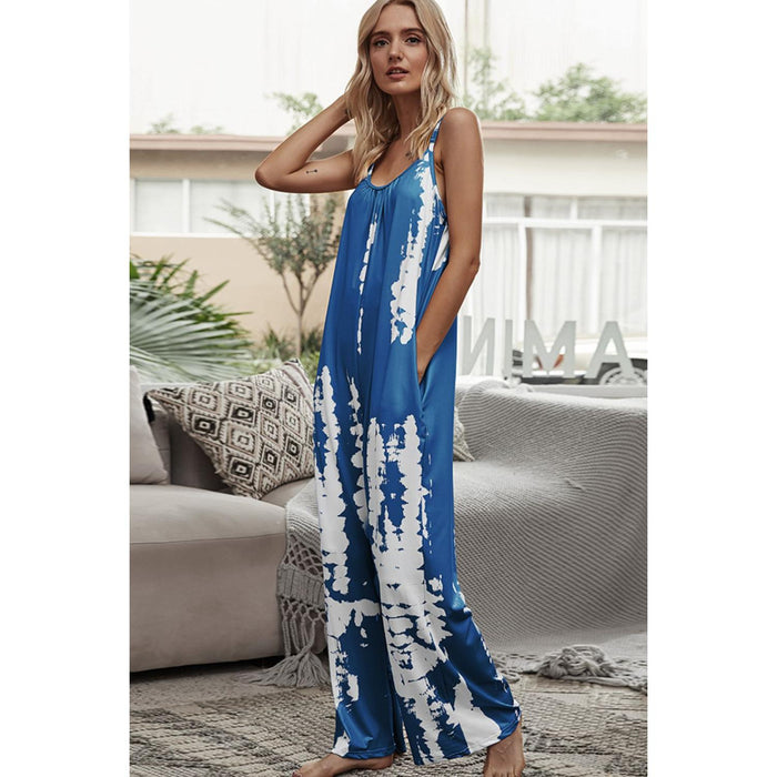 Tie-Dye Spaghetti Strap Jumpsuit with Pockets