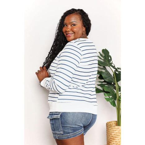 Double Take Striped Long Sleeve Round Neck Top