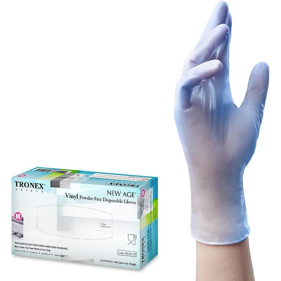 Tronex 100 Pack Blue Vinyl Powder Free Disposable Gloves XL — Pasteur ...