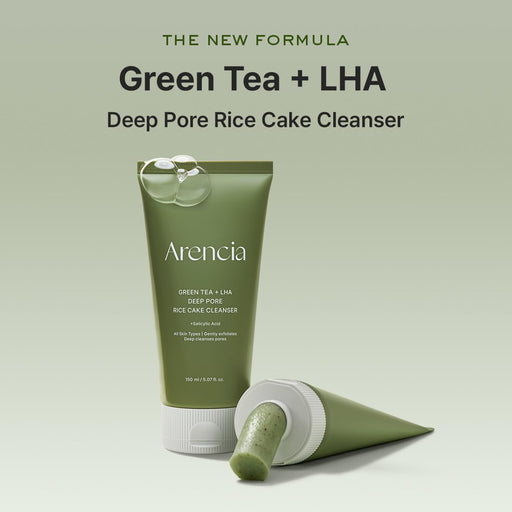 AsiaBeautyMall Arencia Green Tea + LHA Deep Pore Rice Cake Cleanser Face Cleanser Dark Gray