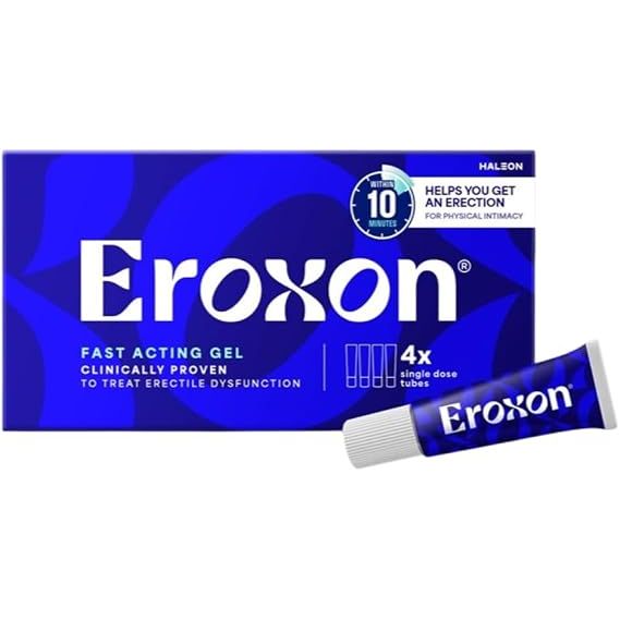 Eroxon Eroxon Erectile Dysfunction Treatment Gel, 4 Single Use Tubes | Clinically Proven Topical Gel To Get an Erection Within 10 Minutes, FDA-cleared ED Treatment Available Without Prescription Medicine & Drugs White Smoke
