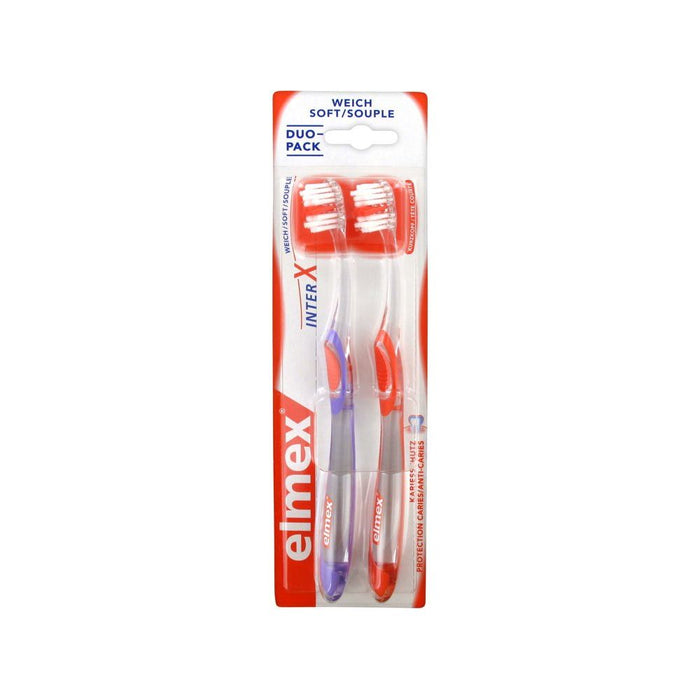 Elmex Anti-Caries Purple & Orange Medium Toothbrush Duo Pack