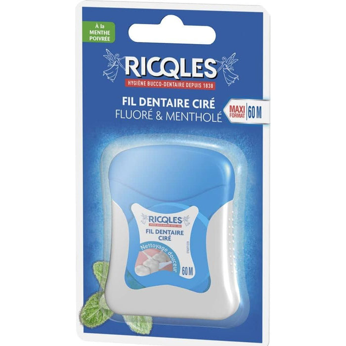 Ricqles Fluorinated and Mentholated Waxed Dental Floss 60m