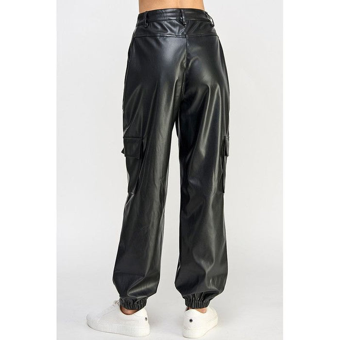 RELAXED VEGAN LEATHER CARGO PANTS