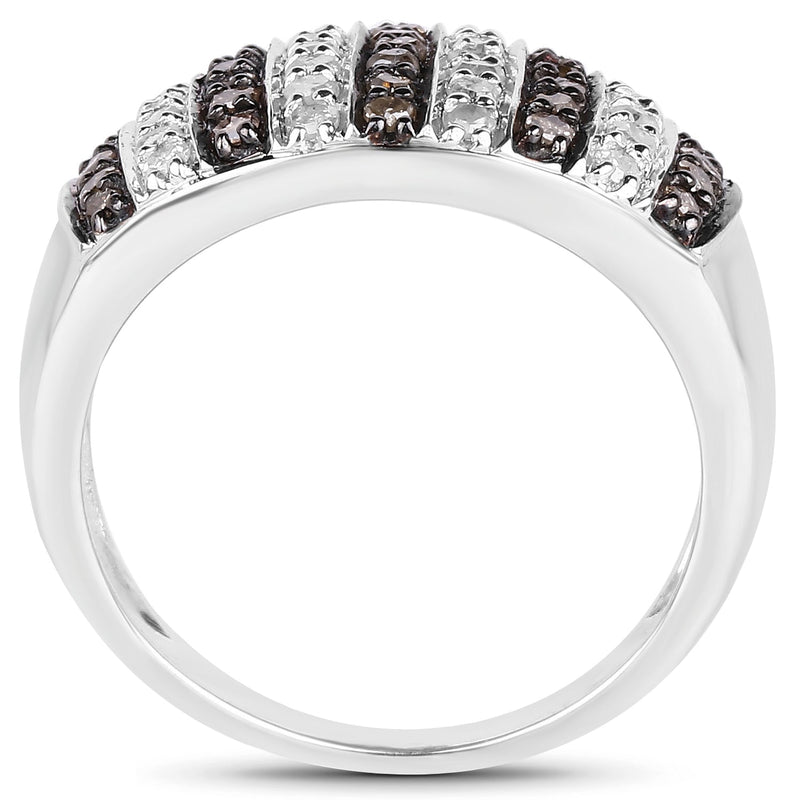 Bids.com 0.83 Carat Genuine Champagne Diamond and White Diamond .925 Sterling Silver Ring Rings