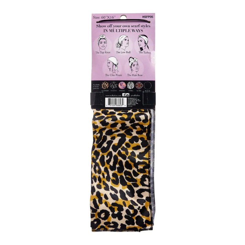 Mill's Beauty Supply RED Satin Wrap Scarf - Leopard Hair Accessories