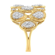 Bids.com 14K Yellow Gold Diamond Art Deco Ring (1/2 Cttw, H-I Color, I1 Clarity) - Size 7 Rings