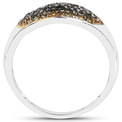 Bids.com 0.45 Carat Genuine Green Diamond and Yellow Diamond .925 Sterling Silver Ring Rings