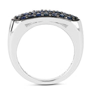 Bids.com 0.99 Carat Genuine Blue Sapphire .925 Sterling Silver Ring Rings