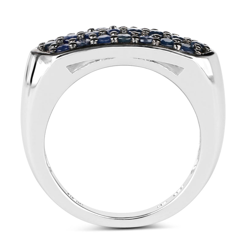Bids.com 0.99 Carat Genuine Blue Sapphire .925 Sterling Silver Ring Rings