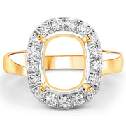 Bids.com 0.51 Carat Genuine White Diamond 14K Yellow Gold Semi Mount Ring - holds 10x8mm Cushion Gemstone Rings
