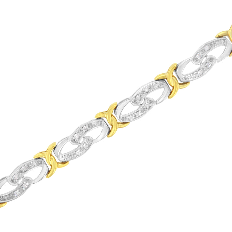 Bids.com 10k Yellow Gold Plated Sterling Silver 1/4 cttw Diamond Infinity and X Link Bracelet (I-J Clarity, I2-I3 Color) - Size 7.25" Bracelets