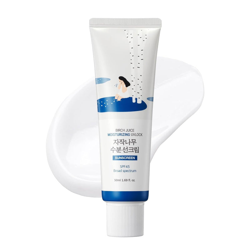 AsiaBeautyMall Round Lab Birch Juice Moisturizing UV Lock Sunscreen Sunscreen White Smoke