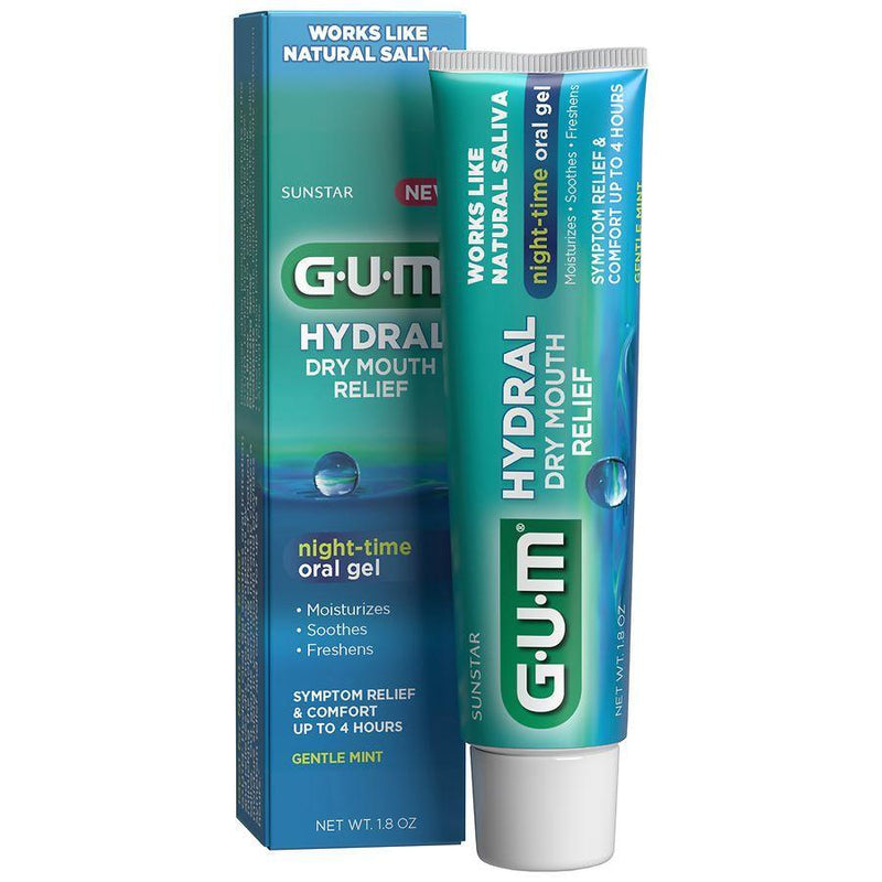 GUM GUM Hydral Dry Mouth Relief Night-Time Oral Gel Mint Oral Care White Smoke