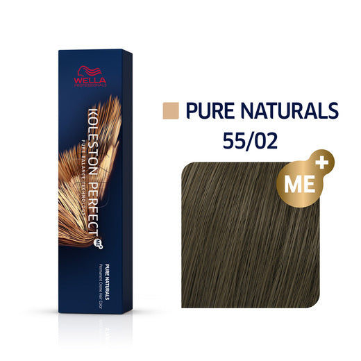 VIP Extensions Wella Koleston Perfect Me+ Pure Naturals 55/02 Intense Light Brown Natural Matte, 2 oz Permanent Hair Color White Smoke