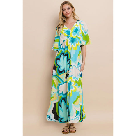 ODDI Floral Printed Slit Maxi Dress