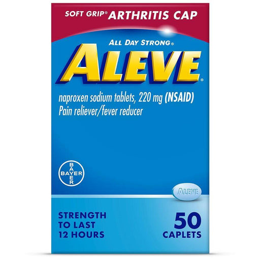 Aleve Aleve Pain Reliever & Fever Reducer, 220mg Naproxen Sodium, Easy Open Arthritis Cap, 50 Caplets Medicine & Drugs Dodger Blue