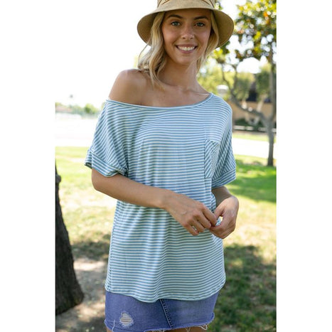 Plus Stripe One Shoulder Boxy Top