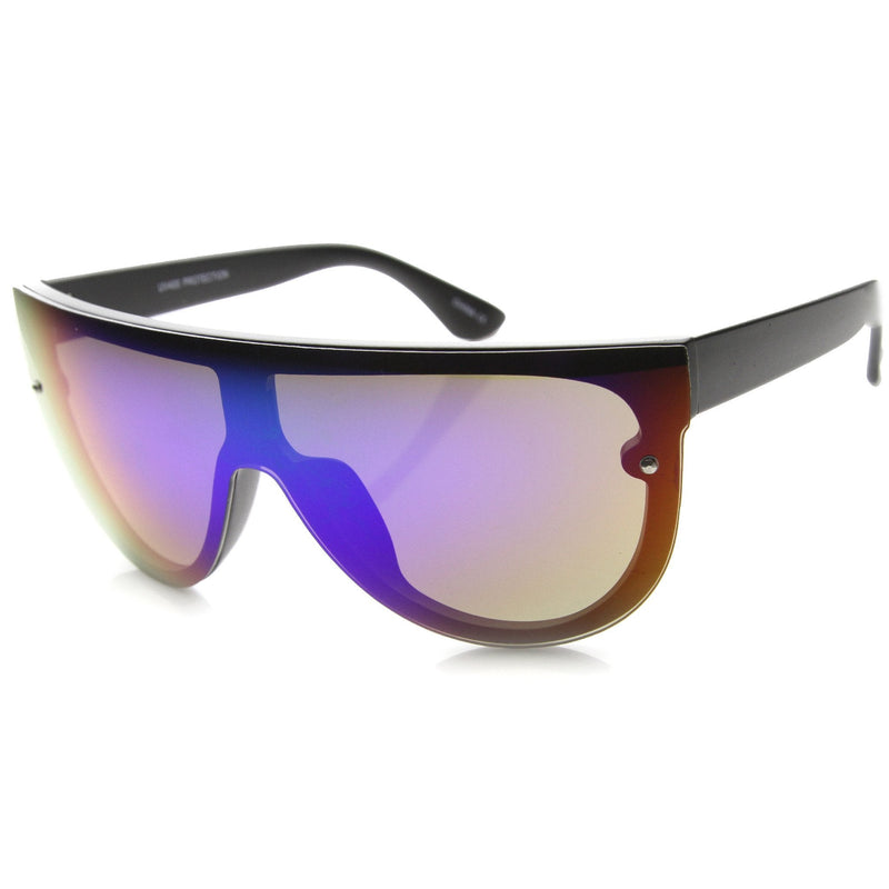 zeroUV Retro Modern Flat Top Mirror Lens Shield Aviator Sunglasses 9798 Sunglasses