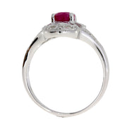 Bids.com 1.05ct Ruby Diamond Ring 10KT White Gold Rings