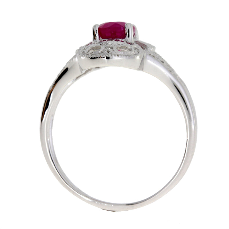 Bids.com 1.05ct Ruby Diamond Ring 10KT White Gold Rings