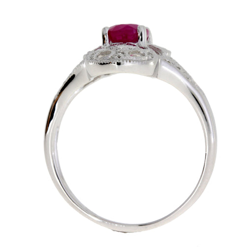 Bids.com 1.05ct Ruby Diamond Ring 10KT White Gold Rings