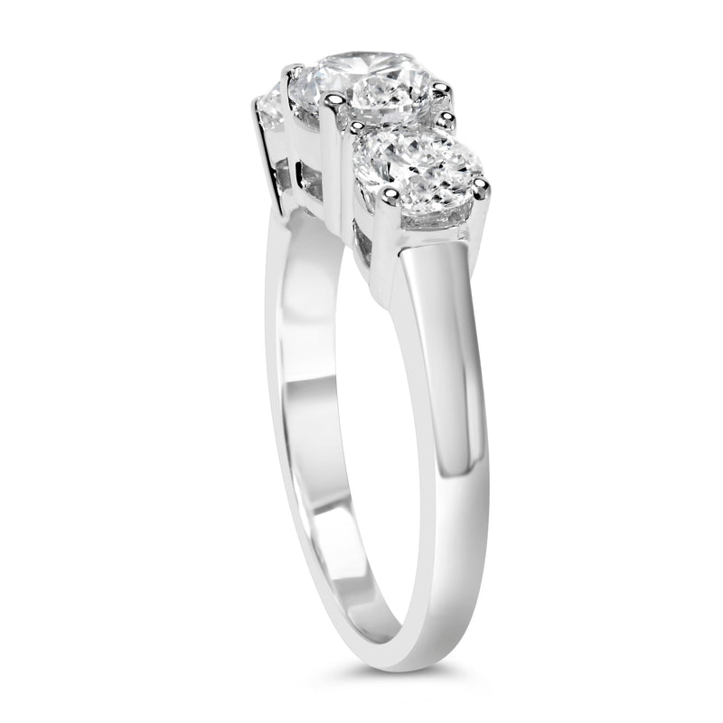 Bids.com 14K White Gold 2.00 Cttw Lab Grown Diamond 3 Stone Ring Band (F-G Color, VS1-VS2 Clarity) - Ring Size 7 Rings