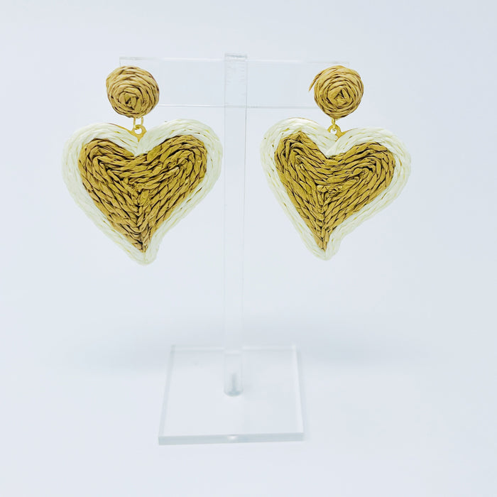 Sunny Days Heart Raffia Earrings