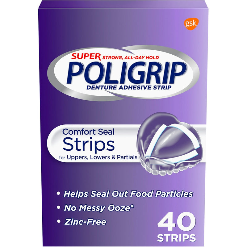 Poligrip Super Poligrip Denture Adhesive Comfort Seal Strips 40Ct Denture Adhesives