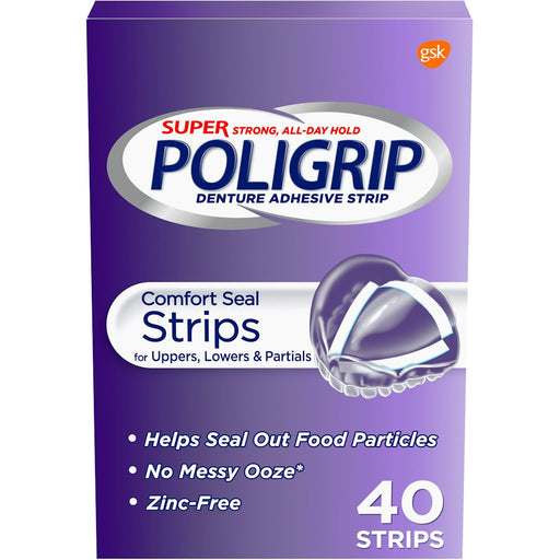 Poligrip Super Poligrip Denture Adhesive Comfort Seal Strips 40Ct Denture Adhesives