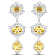 Bids.com 6.63 Carat Genuine Citrine and White Topaz .925 Sterling Silver Earrings Earrings