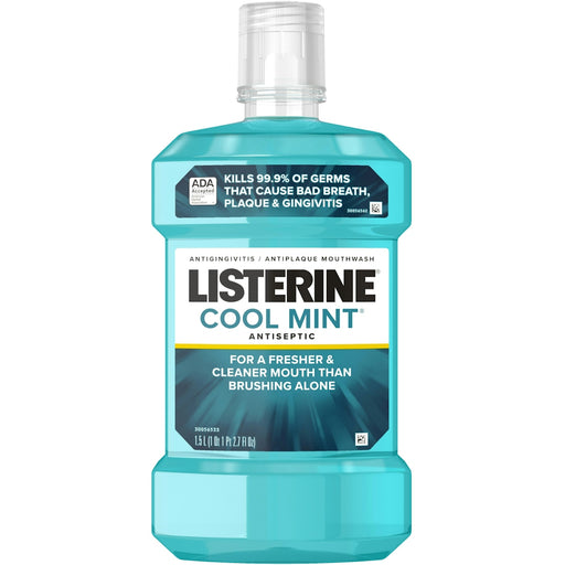 Listerine Listerine Cool Mint Antiseptic Mouthwash For Bad Breath, Plaque And Gingivitis, 1.5 L Mouthwash White Smoke